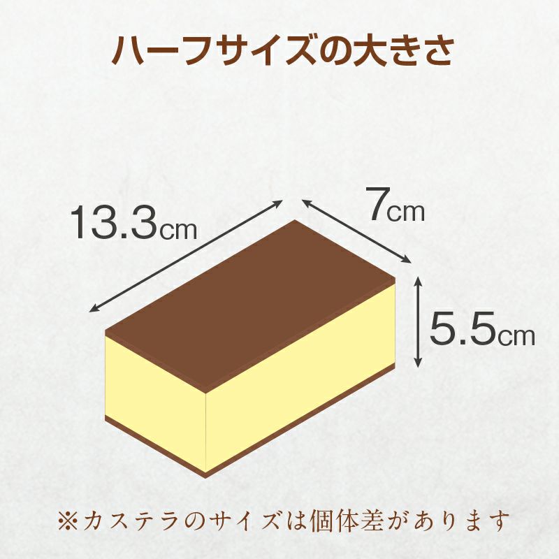 名入れカステラ ハーフサイズの大きさ