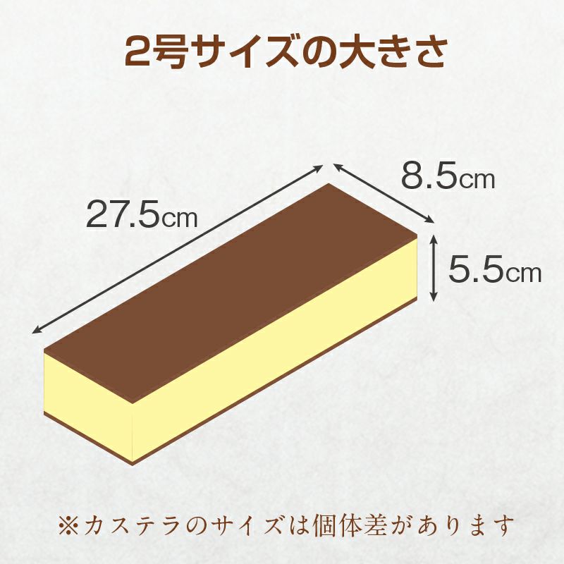 名入れカステラ 2号サイズの大きさ